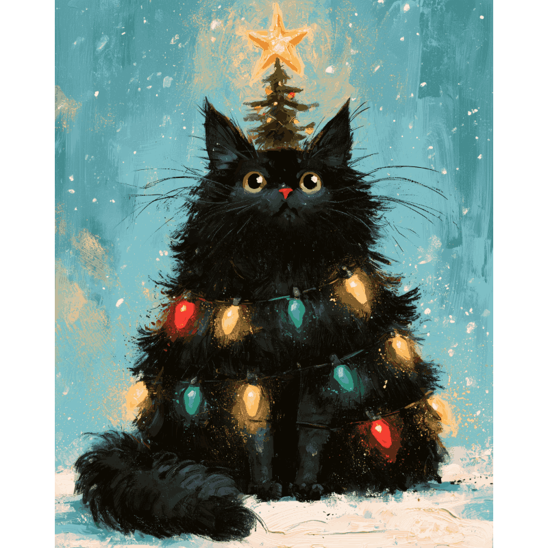 Kitten kerstboom - Diamond Painting