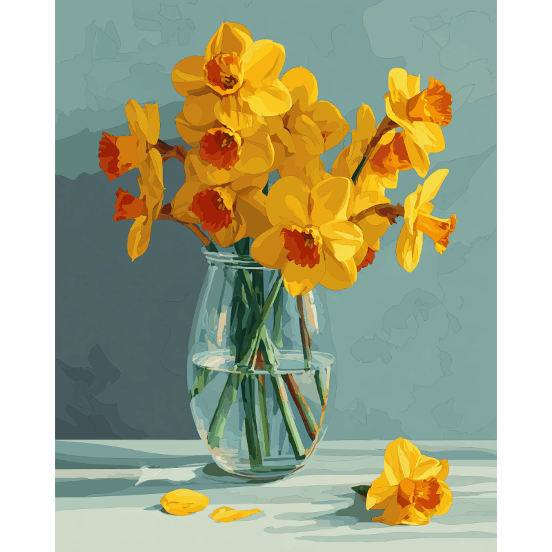 Narcissen in het licht - Diamond Painting