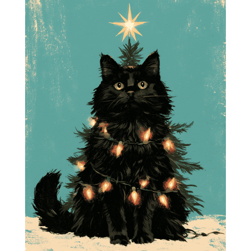 Purrfect kleine boom - Diamond Painting