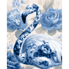 Porselein flamingo & hortensia - Diamond Painting