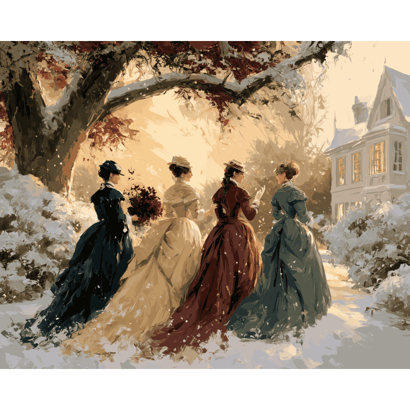 Winterse tuinwandeling - Diamond Painting