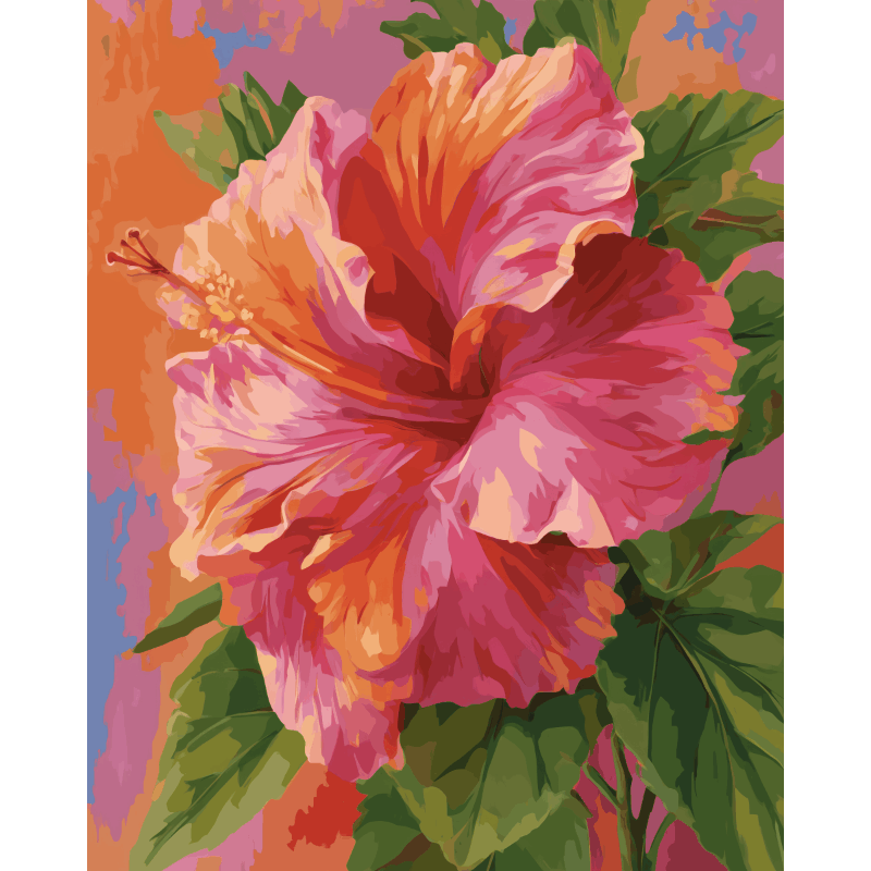 Kleurrijke hibiscus - Diamond Painting
