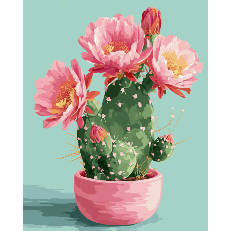 Bloeiende cactus - Diamond Painting