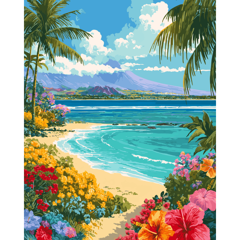 Hawaïaans landschap - Diamond Painting