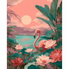 Flamingo bij zonsondergang - Diamond Painting