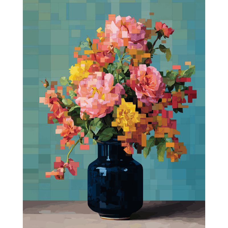 Gepixeld boeket - Diamond Painting