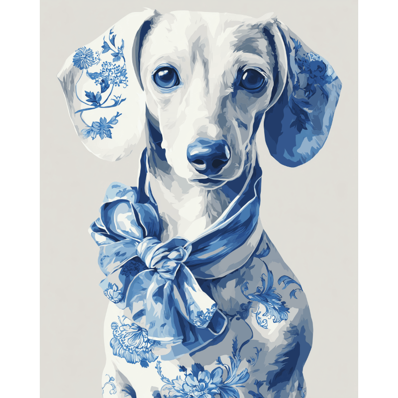 Delfts blauwe teckel - Diamond Painting
