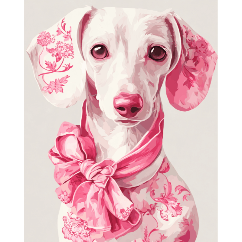Delfts roze teckel - Diamond Painting