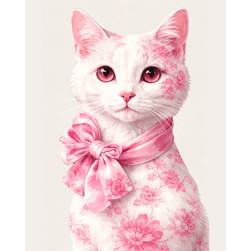 Delfts roze kat - Diamond Painting