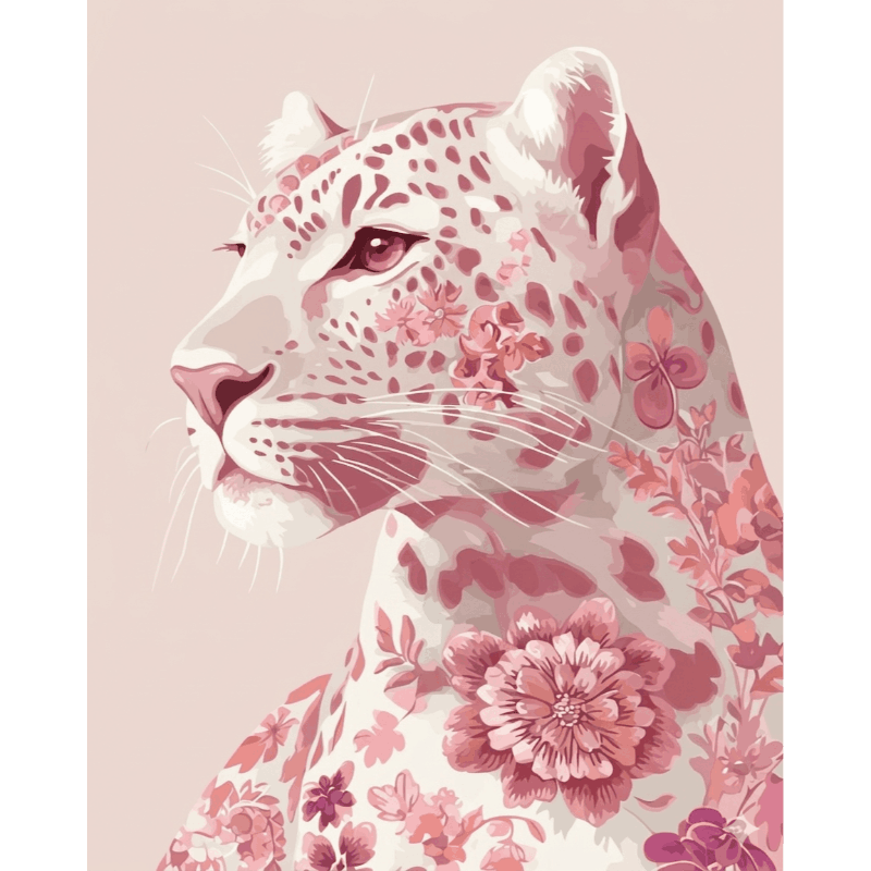 Delfts roze luipaard - Diamond Painting