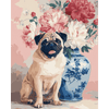 Bloemen mopshond - Diamond Painting