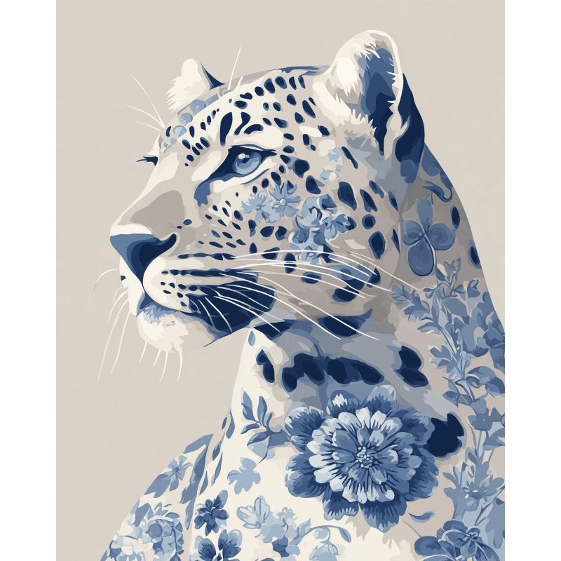 Delfts blauw luipaard - Diamond Painting