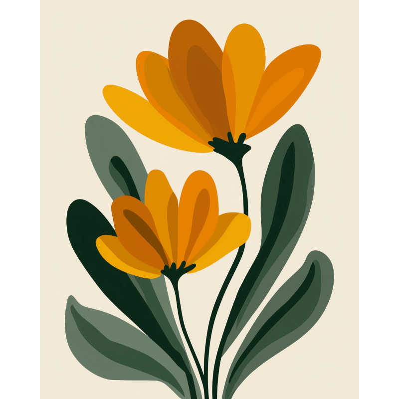 Minimalistische bloemen - Diamond Painting