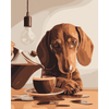 Teckel & koffie - Diamond Painting