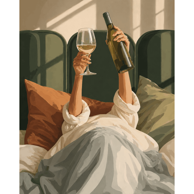 Wijn op bed - Diamond Painting