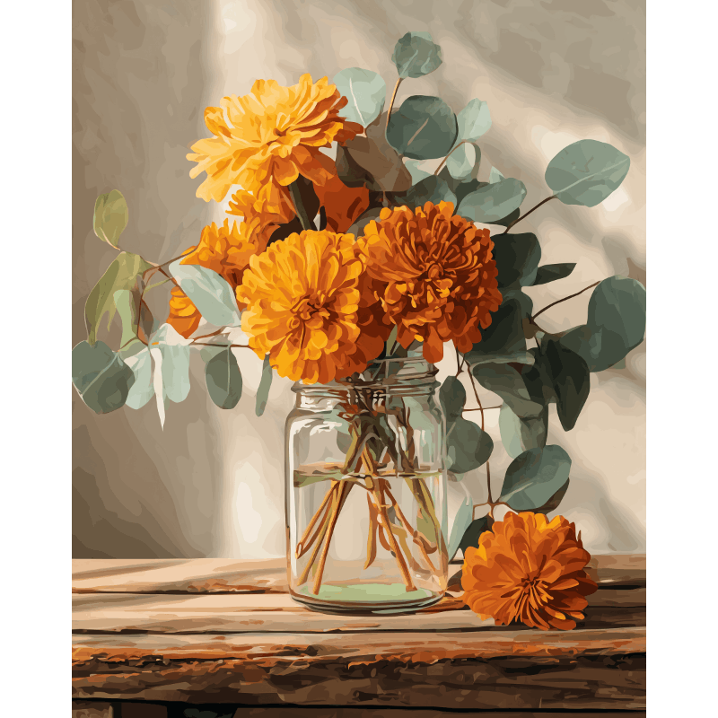 Goudsbloemboeket - Diamond Painting