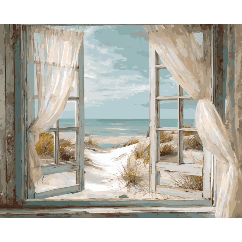 Raam op zee - Diamond Painting