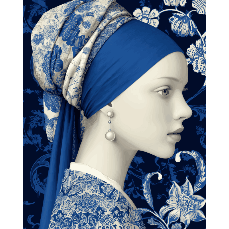 Blauwe elegantie - Diamond Painting