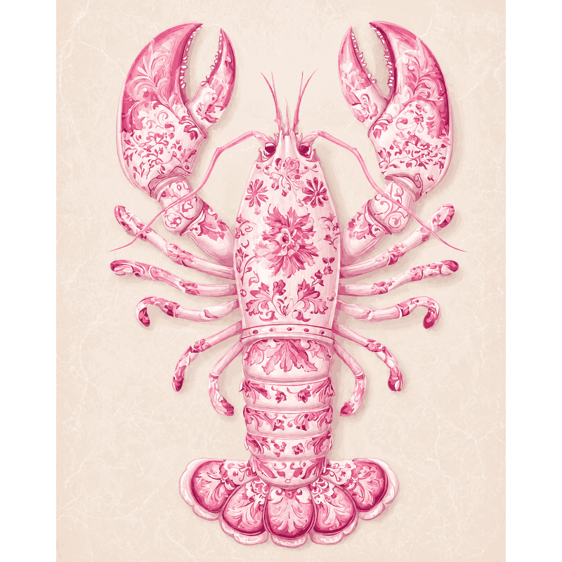 Delfts roze kreeft - Diamond Painting