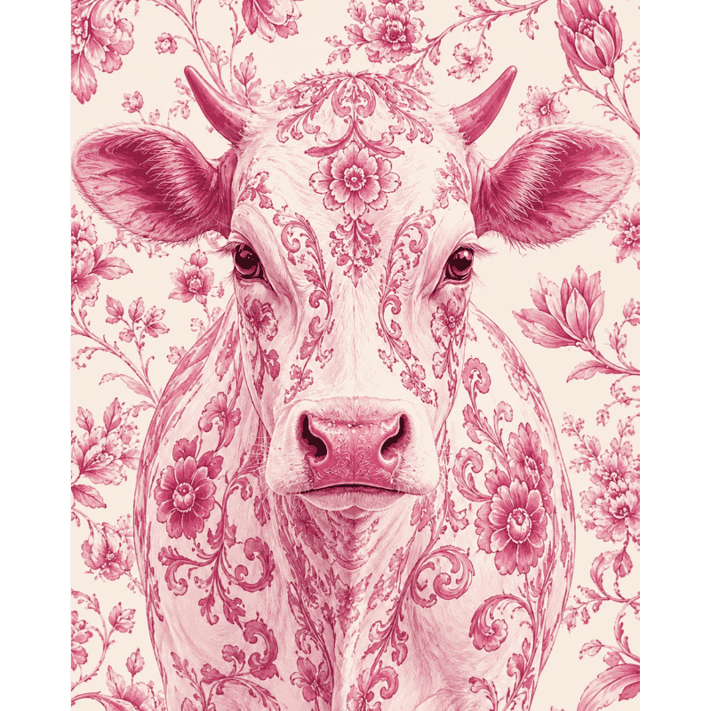 Delfts roze koe - Diamond Painting