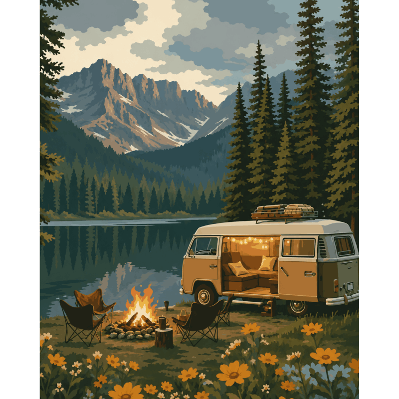 Kamperen in de Rockies - Diamond Painting