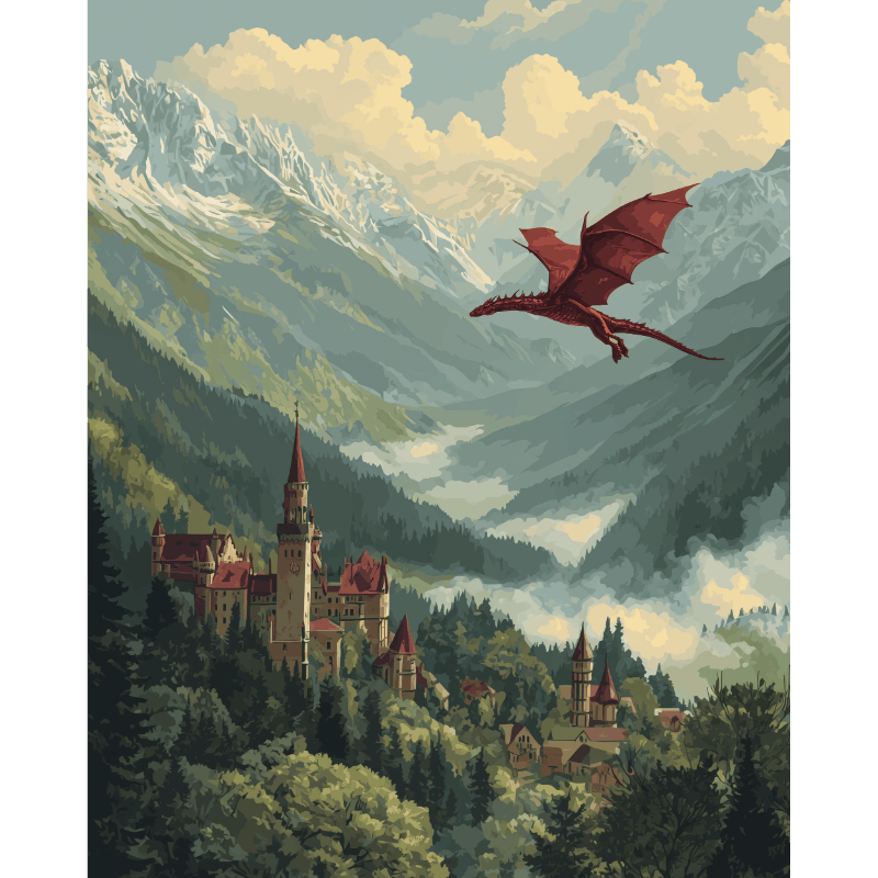 Vallei van draken - Diamond Painting
