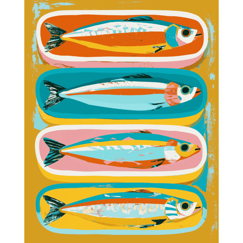 Vier sardines - Diamond Painting