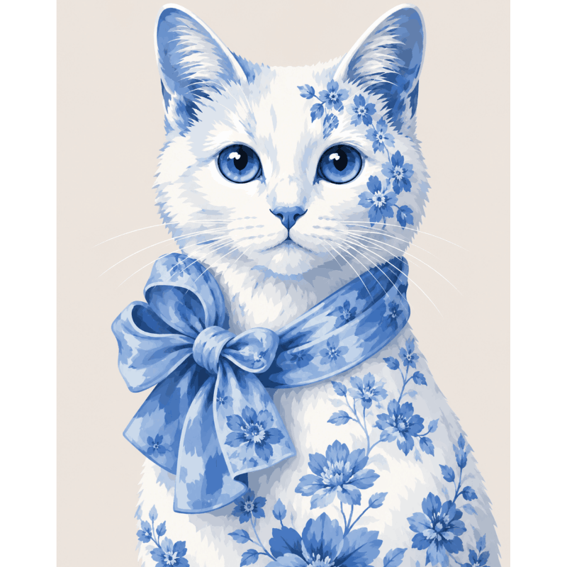 Delfts blauw katje - Diamond Painting