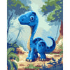 Blauwe Dino - Diamond Painting