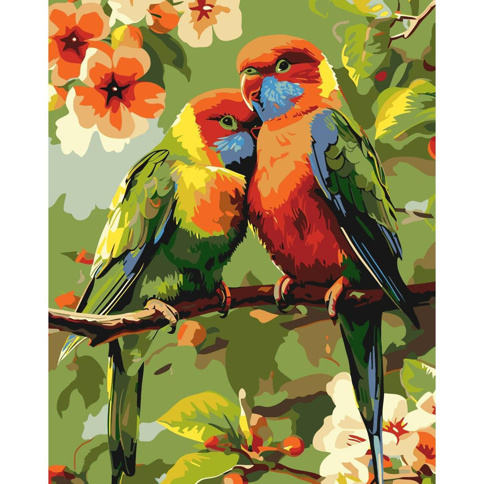 2 Gekleurde Vogels - Diamond Painting