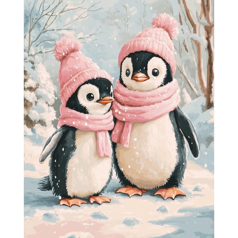 Pinguïns in de sneeuw - Diamond Painting
