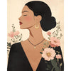 Elegante bloemen dame - Diamond Painting