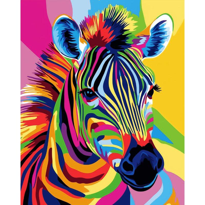 Abstracte Kleurrijke Zebra - Diamond Painting