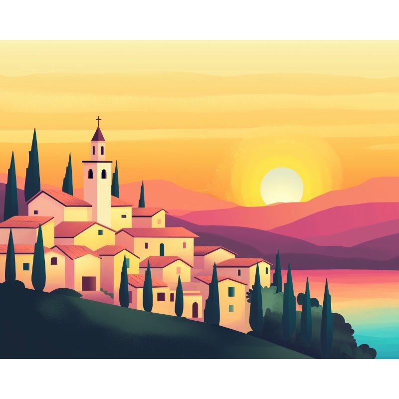Zonsondergang in Toscane - Diamond Painting