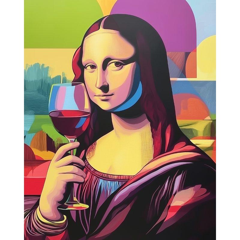 Mona Lisa drinkt wijn - Diamond Painting