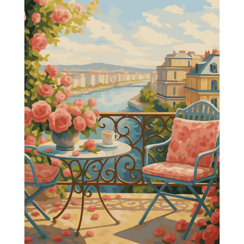 Terras uitzicht - Diamond Painting