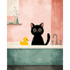 De zwarte kat in de badkamer - Diamond Painting