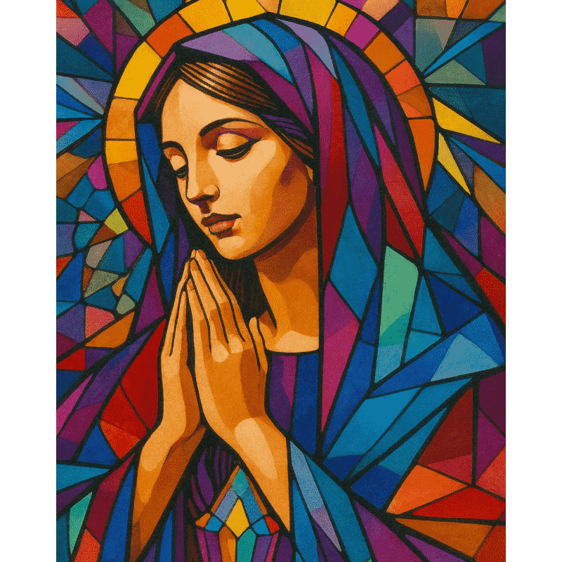 Glas-in-lood Maagd Maria - Diamond Painting