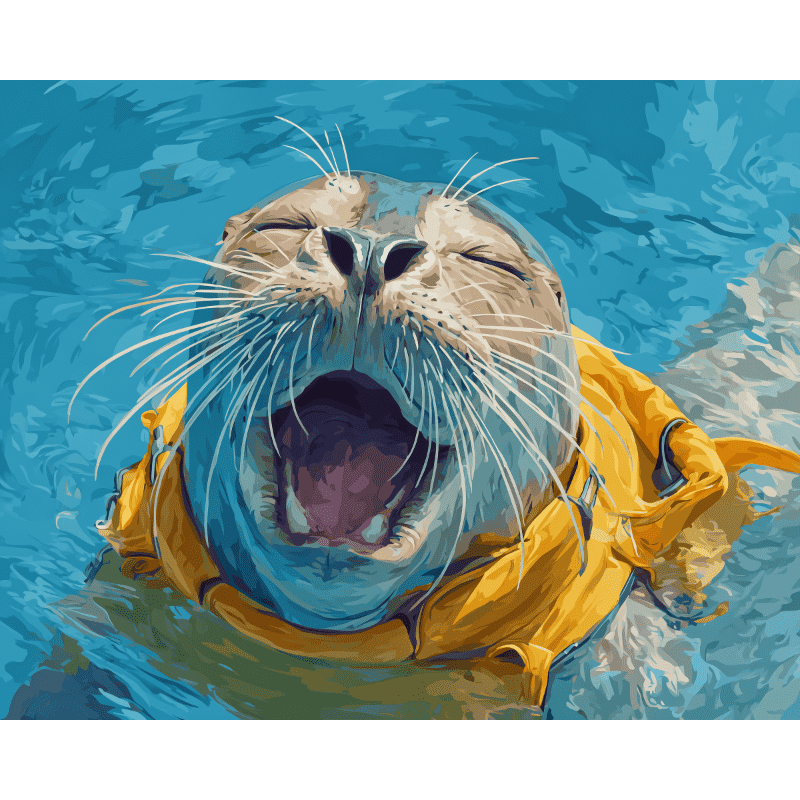 Gapende zeehond - Diamond Painting