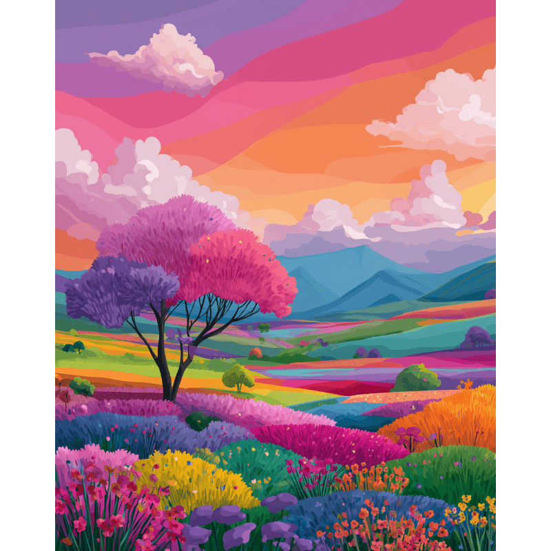 Levendig landschap - Diamond Painting