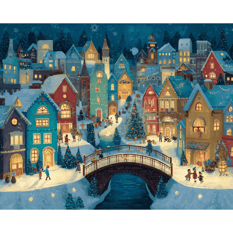 Feestelijk dorp - Diamond Painting