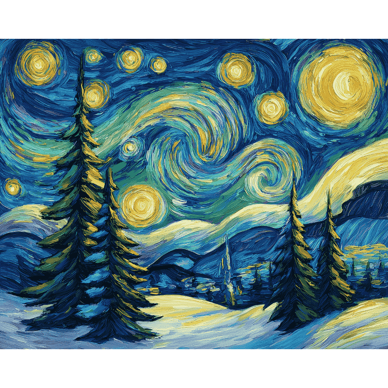 De sterrijke kerstnacht - Diamond Painting