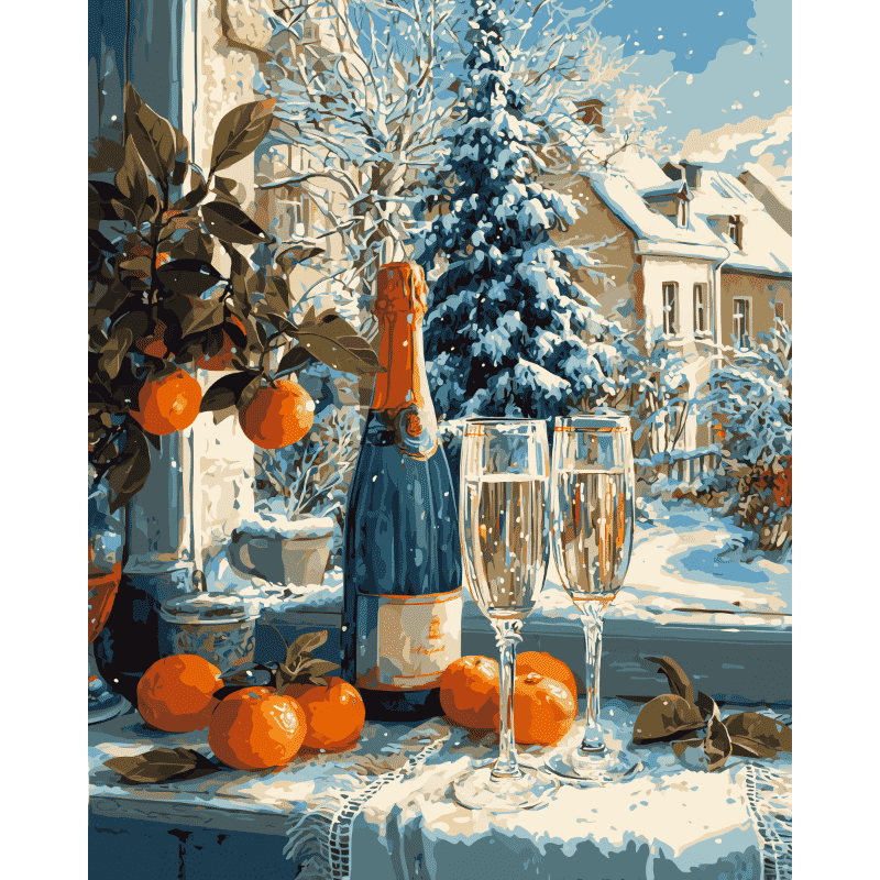 Kerstchampagne - Diamond Painting