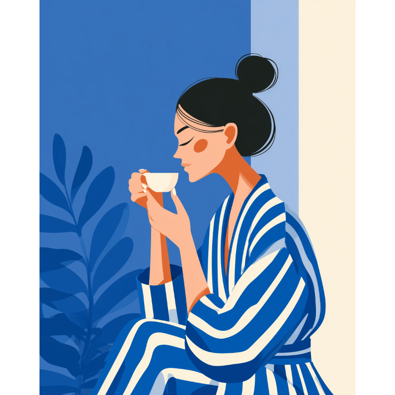 Vrouw in blauw - Diamond Painting
