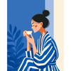 Vrouw in blauw - Diamond Painting