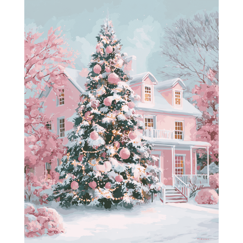 De Roze Kerst - Diamond Painting