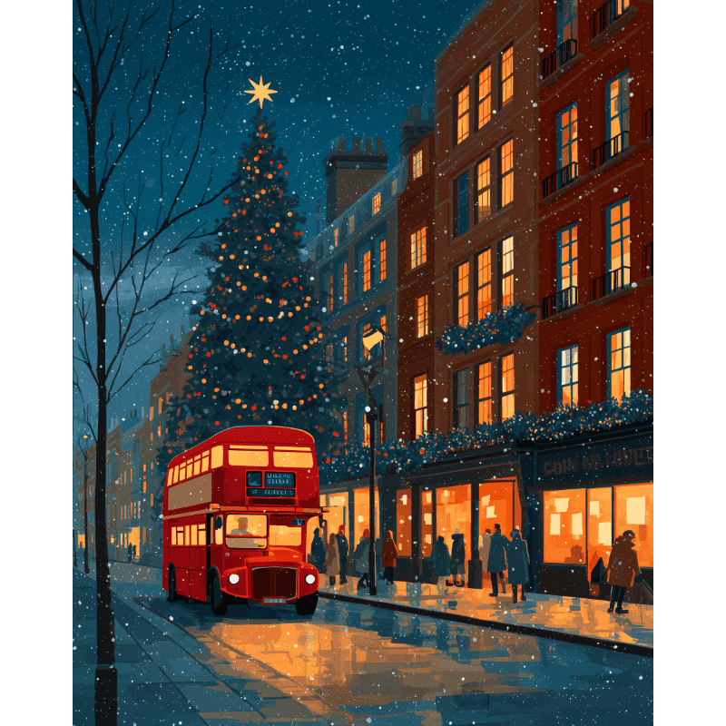 Kerstavond in Londen - Diamond Painting