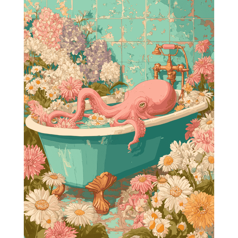 Bloemige octopus - Diamond Painting