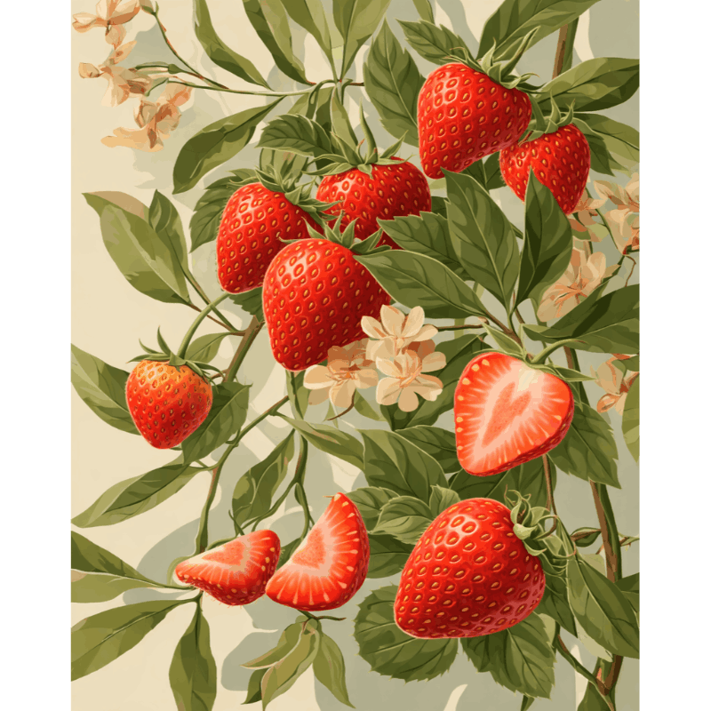 Bloeiende aardbeien - Diamond Painting