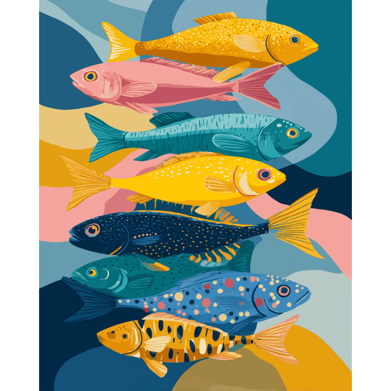 Modern vissen - Diamond Painting